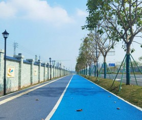 廣州黃埔玉麟路透水混凝土項目噴油完工！